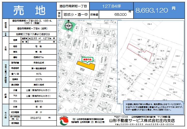 売地（酒田市南新町)