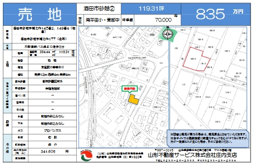 売地（酒田市砂越②)